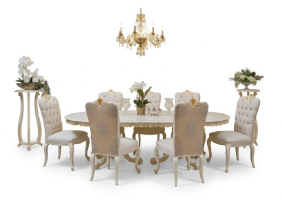 Classic solid wood dining table set 4x chair set chairs 5 pcs.