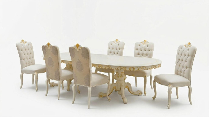 Italian solid wood dining room furniture 6x chairs armchair set ensemble
