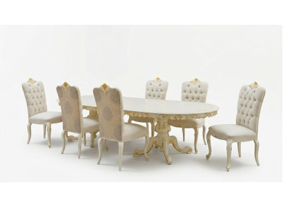 Italian solid wood dining room furniture 6x chairs armchair set ensemble
