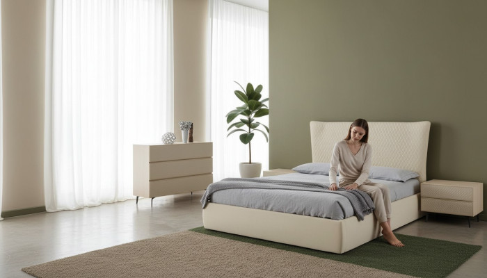 3-piece bedroom set: bed, 2x nightstand, console bed, hotel double padding