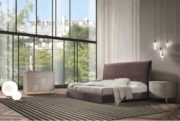 Bed + 2x nightstands 3-piece bedroom set design modern luxury Italy furniture new