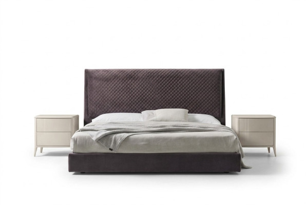 Designer bed, 2x nightstands, dresser 4-piece set, bedroom, Italian furniture.