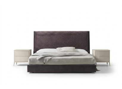 Designer bed, 2x nightstands, dresser 4-piece set, bedroom, Italian furniture.