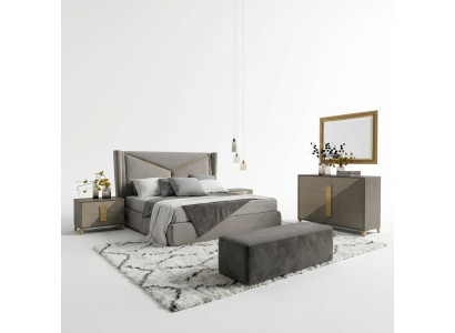 Luxury bedroom set design bed 2x nightstands dresser decoration set