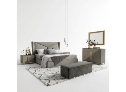 Luxury bedroom set design bed 2x nightstands dresser decoration set