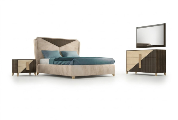 3-piece bedroom set: bed, 2 beds, nightstand console, double hotel