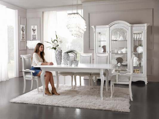 Italian Dining Room Furniture Set Dining Group Cabinet Table 6x Chairs 8-piece.