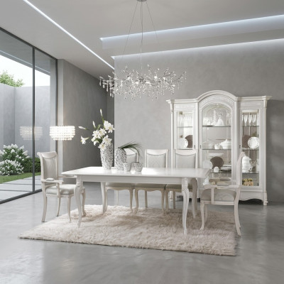 Italian Dining Room Furniture Set Dining Group Cabinet Table 6x Chairs 8-piece.