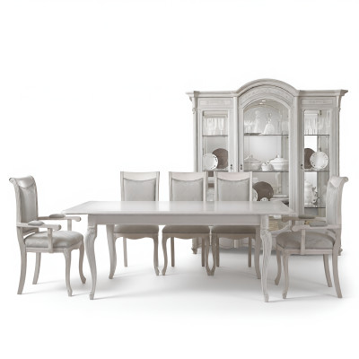 Italian Dining Room Furniture Set Dining Group Cabinet Table 6x Chairs 8-piece.