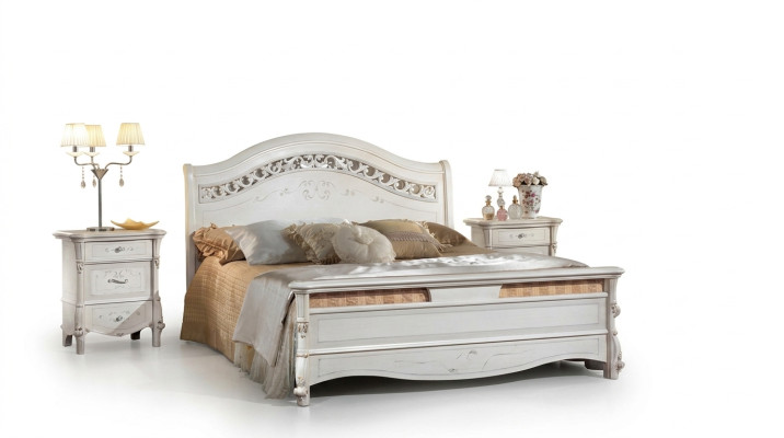 Bedroom 3-piece set bed 2x nightstand beds double hotel upholstered solid wood