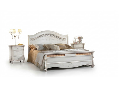 Bedroom 3-piece set bed 2x nightstand beds double hotel upholstered solid wood