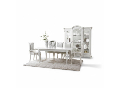 Classic dining room set table + 6 chairs suite table group chair textile