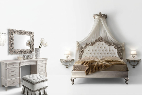 Bed + 2x Nightstand 3 pcs. Bedroom Set Design Modern Luxury Chesterfield
