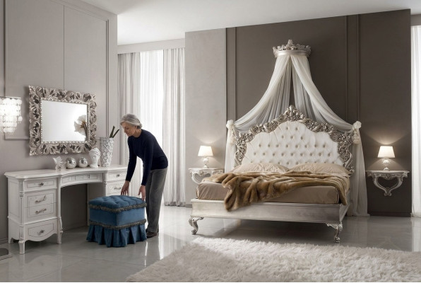 Bedroom Complete Set Royal Baroque Bed Dressing Table Nightstand 6 pcs.