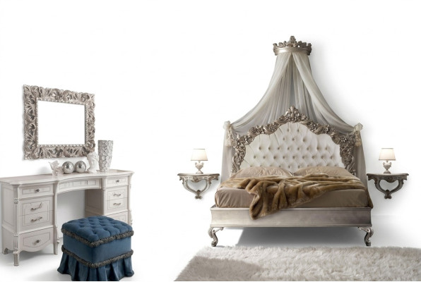 Bedroom Complete Set Royal Baroque Bed Dressing Table Nightstand 6 pcs.