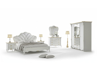 Bedroom set baroque bed nightstand dresser bed furniture 6-piece solid wood