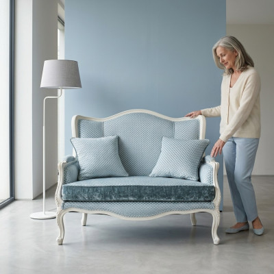 Couch Textile Fabric Sofa Noble Design Designer 2-Seater Furniture Classic Furniture