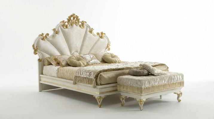 Classic Bed Baroque Rococo Hotel Beds Upholstered Bed Double Bed Italian Furniture