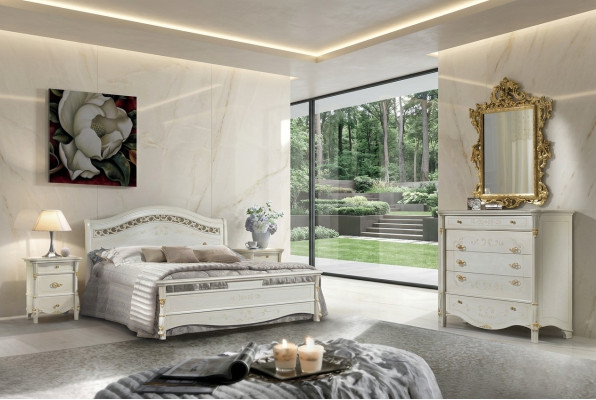 Bedroom set bed + 2x nightstand upholstered luxury beds double hotel beds