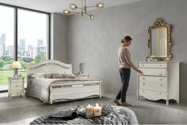 Classic bed double bed beds bedroom wood Italian furniture
