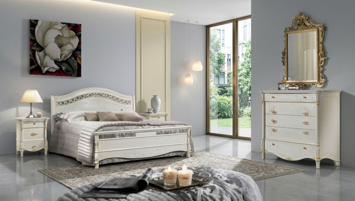 Classic bed double bed beds bedroom wood Italian furniture