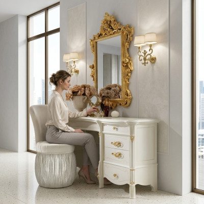 Classic dressing table with mirror luxury console dresser bedroom baroque