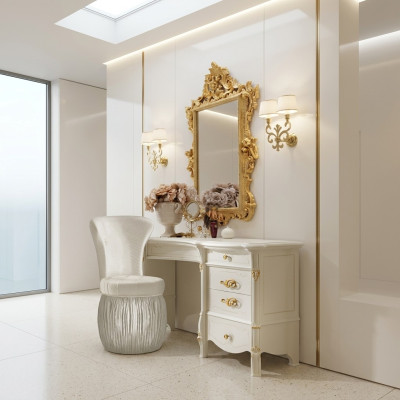 Classic dressing table with mirror luxury console dresser bedroom baroque