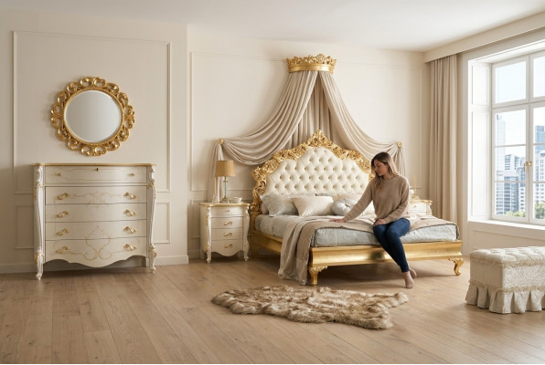 Bed, Pillow, Design, Luxury Double Hotel Beds, Sleep Room, 180x200cm, Solid Wood