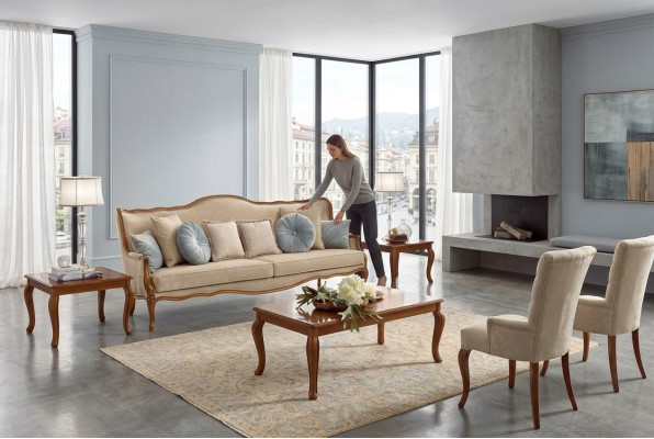 Sofa set 6-piece. Classic furniture sofa armchair side table coffee table wood
