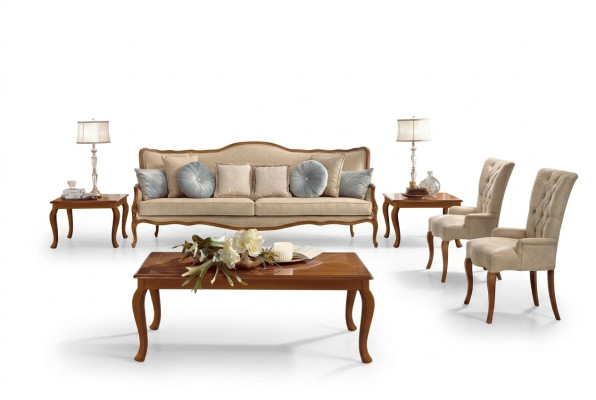 Sofa set 6-piece. Classic furniture sofa armchair side table coffee table wood
