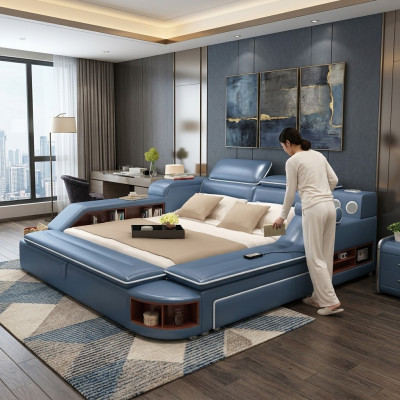 Leather bed beds cushion double multifunction 180x200 leather bed frame