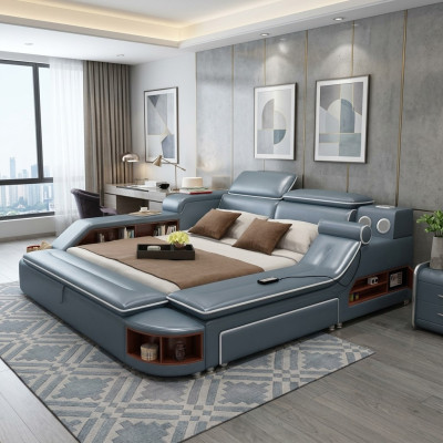Leather bed beds cushion double multifunction 180x200 leather bed frame
