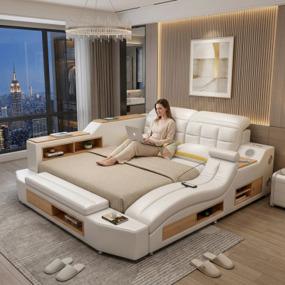 Function bed double bed leather bed beds leather upholstery bedroom marriage