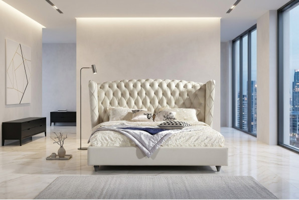 Luxury designer bed Chesterfield leather bed upholstered bed bedroom marriage
