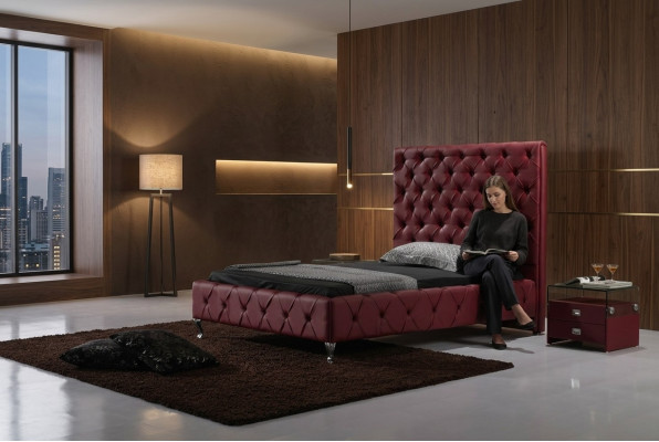 Designer Bett Chesterfield Leather Hotel Beds Luxury Double Sleep Rooms