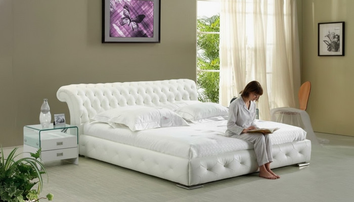 Leather bed upholstery design luxury double hotel bedroom beds