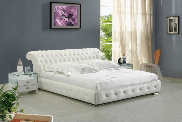 Leather bed upholstery design luxury double hotel bedroom beds
