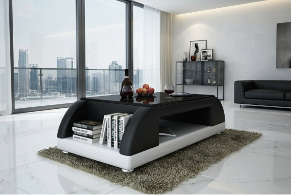 Modern couch upholstery leather table living room side glass tables