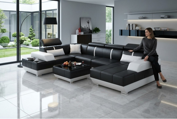 Design living landscape U-shape large corner sofa couch upholstery XXL suite