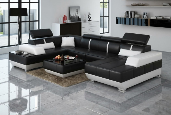 Design living landscape U-shape large corner sofa couch upholstery XXL suite