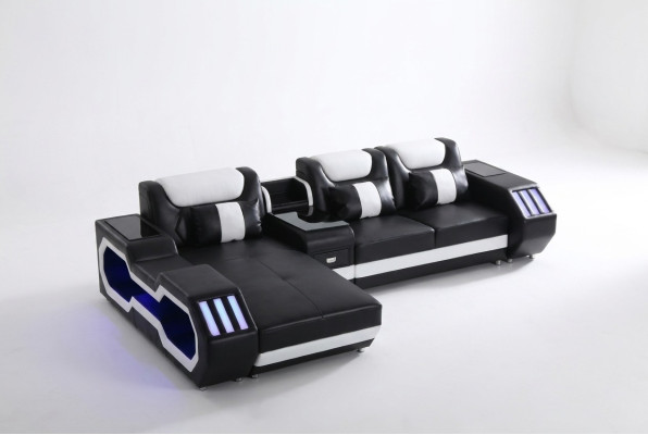 Sofa LED illuminated corner sofa living room leather couch seat cushion
