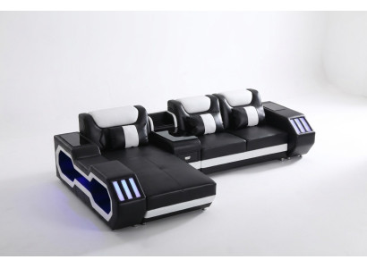Sofa LED illuminated corner sofa living room leather couch seat cushion