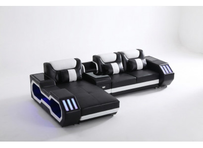 Sofa LED illuminated corner sofa living room leather couch seat cushion