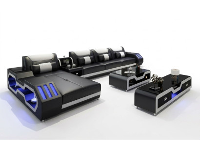 Leather Design Sofa Couch Upholstered Corner Sofa Suite Living Landscape Corner Sofa