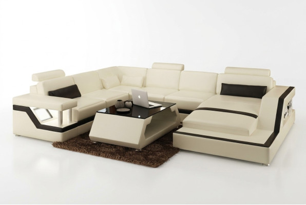 Illuminated living room corner sofa upholstery corner seating set leather couches