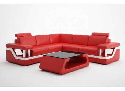 Designer Sofa Couch Corner Sofa Leather Textile Upholstery Set Living Landscape