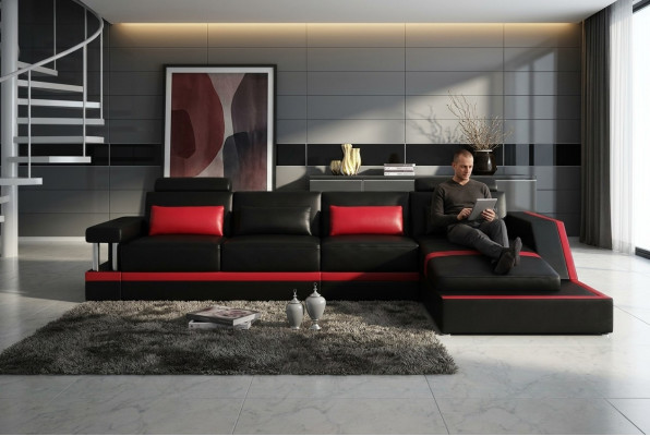 Leather sofa couch corner sofa corner upholstery seat ensemble living landscape