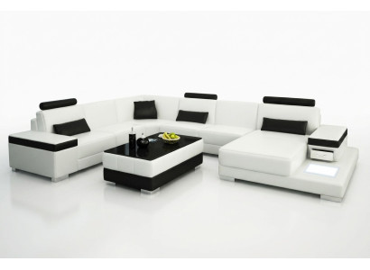 Leather sofa designer sofa U-shaped living landscape couch upholstery decor corner sofa