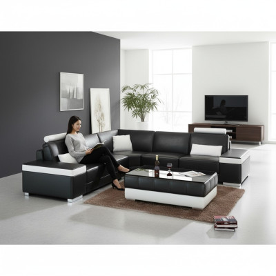 L-shape leather sofa cushion seat couch set corner sofa couch