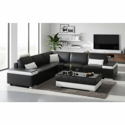L-shape leather sofa cushion seat couch set corner sofa couch